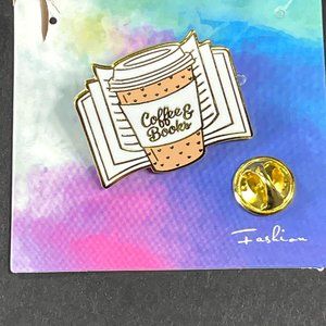 Coffee Books Label Pin Jewelry Accessories Brooch Badge Enamel Pin